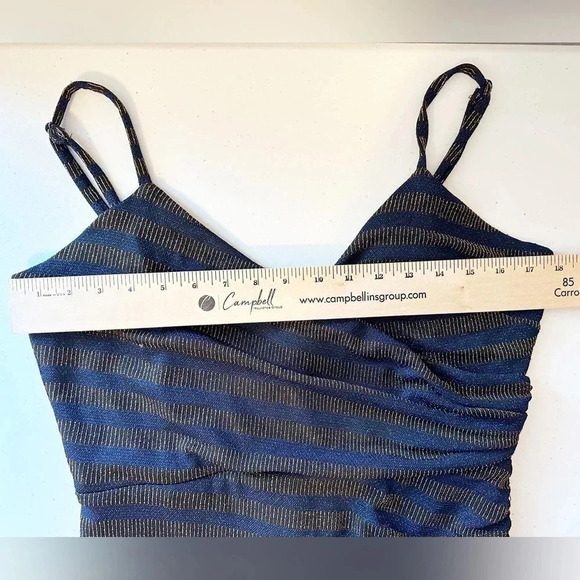 Dress the Population Cosmopolitan NWT Sleeveless Bodycon Mini Dress Gold Blue XL - Picture 5 of 8